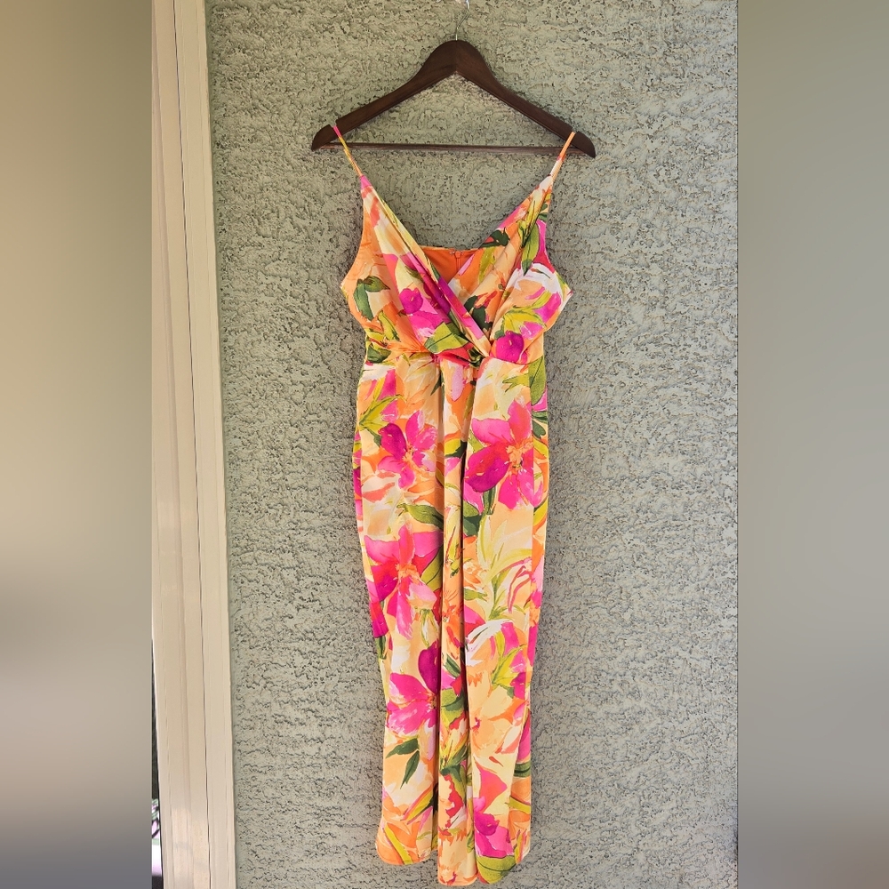 Nicole Miller Floral Maxi Dress - Pink and Orange